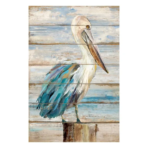 Kirkland's Home Canvas Art-Pelican On Faux Shiplap Giclee Canvas Art Print