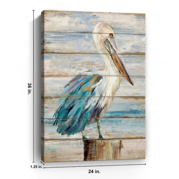 Kirkland's Home Canvas Art-Pelican On Faux Shiplap Giclee Canvas Art Print