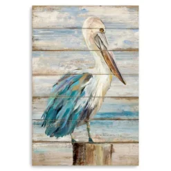 Kirkland's Home Canvas Art-Pelican On Shiplap Canvas Art Print