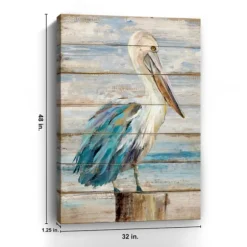 Kirkland's Home Canvas Art-Pelican On Shiplap Canvas Art Print