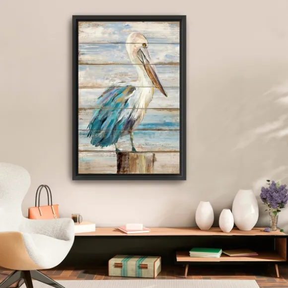 Kirkland's Home Canvas Art-Pelican Shiplap Framed Canvas Art Print, 26X38 In.