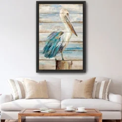 Kirkland's Home Canvas Art-Pelican Shiplap Framed Canvas Art Print, 32X48 In.
