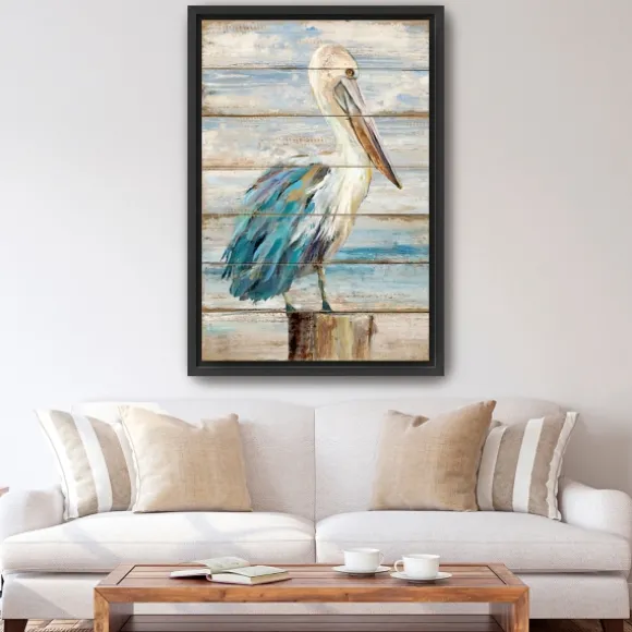 Kirkland's Home Canvas Art-Pelican Shiplap Framed Canvas Art Print, 32X48 In.