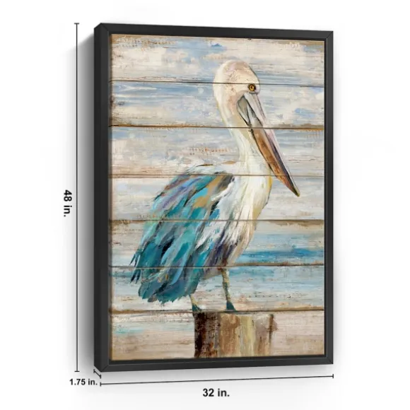Kirkland's Home Canvas Art-Pelican Shiplap Framed Canvas Art Print, 32X48 In.