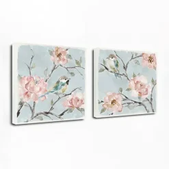 Kirkland's Home Canvas Art-Perched By Pinks Giclee Canvas Prints, Set Of 2