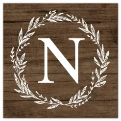 Kirkland's Home Monogram Wall Decor-Personalized Shiplap Wreath Canvas Wall Plaque