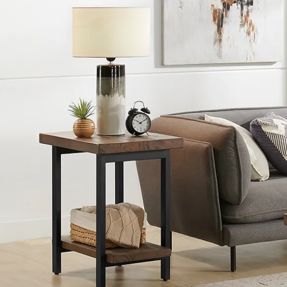 Kirkland's Home Accent & End Tables-Pine Wood And Metal Accent Table