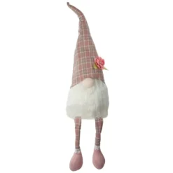 Kirkland's Home Statues & Figurines-Pink And White Plaid Gnome Shelf Sitter