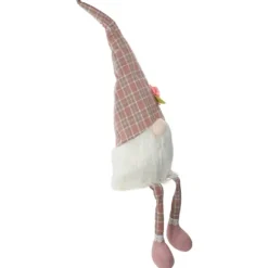 Kirkland's Home Statues & Figurines-Pink And White Plaid Gnome Shelf Sitter