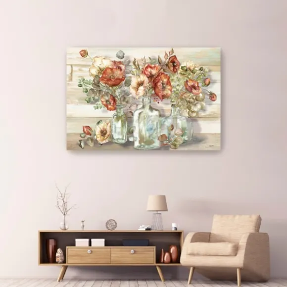 Kirkland's Home Canvas Art-Poppies And Eucalyptus Canvas Art Print, 60X40 In.