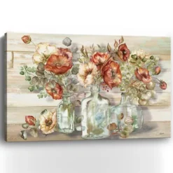 Kirkland's Home Canvas Art-Poppies And Eucalyptus Canvas Art Print, 60X40 In.