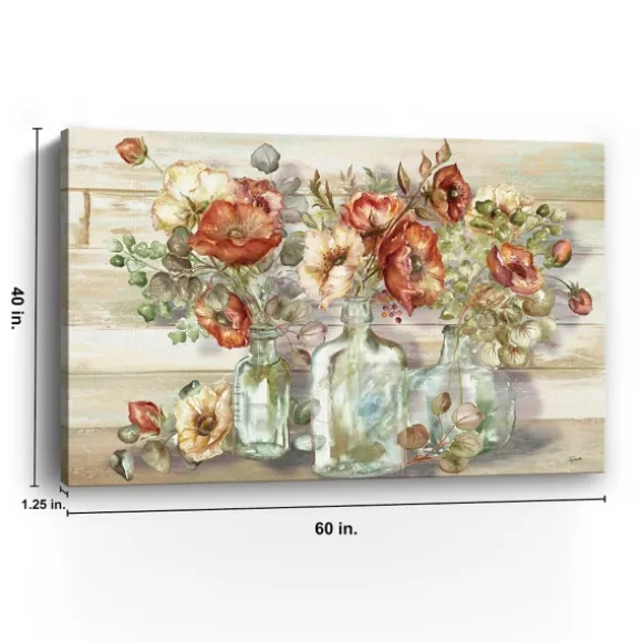 Kirkland's Home Canvas Art-Poppies And Eucalyptus Canvas Art Print, 60X40 In.