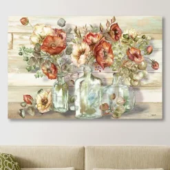 Kirkland's Home Canvas Art-Poppies And Eucalyptus Canvas Art Print, 48X32 In.
