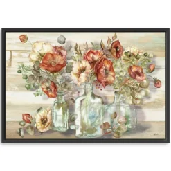 Kirkland's Home Canvas Art-Poppies And Eucalyptus Framed Giclee Canvas Print
