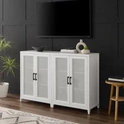 Kirkland's Home Tv Stands & Media Consoles-Rattan 4-Doors Wood Cabinet
