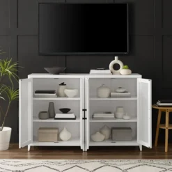 Kirkland's Home Tv Stands & Media Consoles-Rattan 4-Doors Wood Cabinet