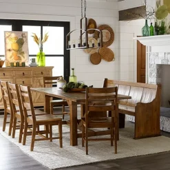 Kirkland's Home Dining Chairs-Reclaimed Pine Wood High Back Pew Dining Bench