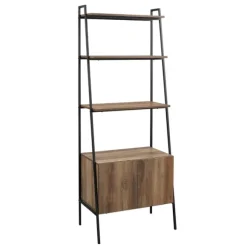 Kirkland's Home Bookshelves-Reclaimed Wood Modern Ladder Bookcase With Cabinet