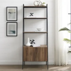 Kirkland's Home Bookshelves-Reclaimed Wood Modern Ladder Bookcase With Cabinet