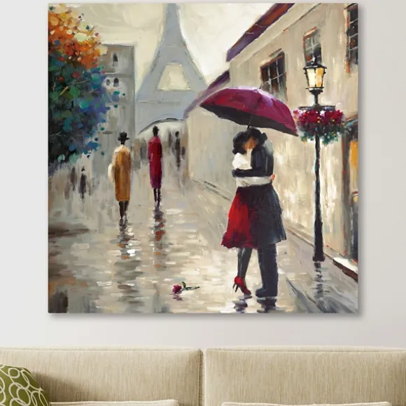 Kirkland's Home Canvas Art-Red Umbrella Couple Giclee Canvas Art Print