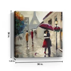 Kirkland's Home Canvas Art-Red Umbrella Couple Giclee Canvas Art Print