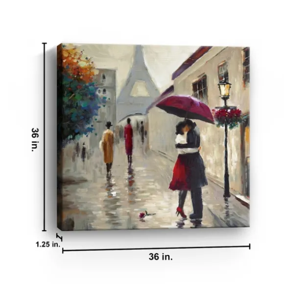 Kirkland's Home Canvas Art-Red Umbrella Couple Giclee Canvas Art Print