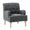 Kirkland's Home Accent Chairs-Reginald Charcoal Button Tufted Armchair