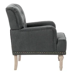 Kirkland's Home Accent Chairs-Reginald Charcoal Button Tufted Armchair