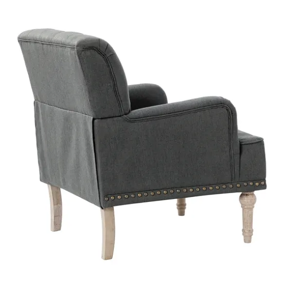 Kirkland's Home Accent Chairs-Reginald Charcoal Button Tufted Armchair