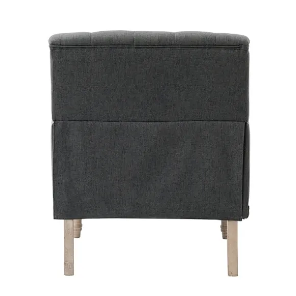 Kirkland's Home Accent Chairs-Reginald Charcoal Button Tufted Armchair