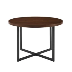 Kirkland's Home Dining Tables-Round And Black X Base Dining Table