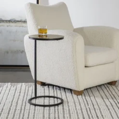 Kirkland's Home Accent & End Tables-Round Black And Gold Metal C-Table
