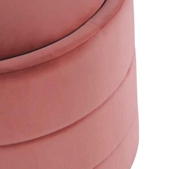 Kirkland's Home Benches & Ottomans-Round Blush Velvet Storage Ottoman