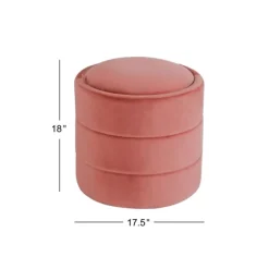 Kirkland's Home Benches & Ottomans-Round Blush Velvet Storage Ottoman