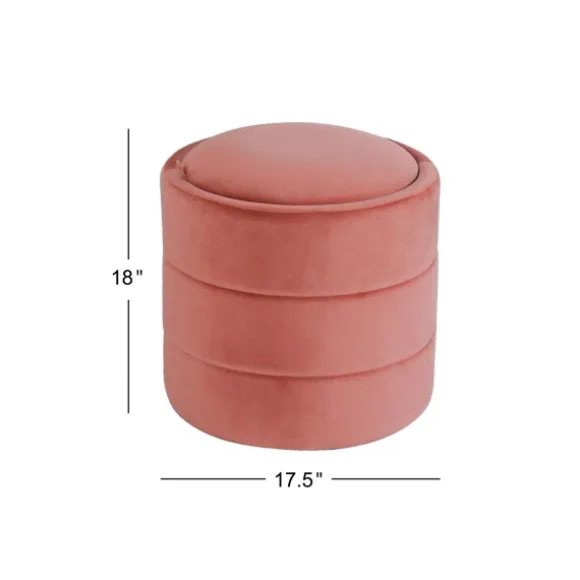 Kirkland's Home Benches & Ottomans-Round Blush Velvet Storage Ottoman