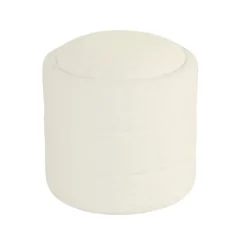 Kirkland's Home Benches & Ottomans-Round Cream Boucle Storage Ottoman