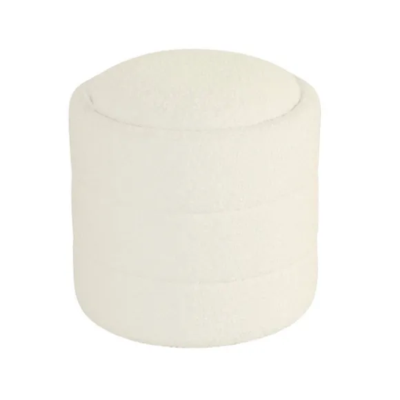 Kirkland's Home Benches & Ottomans-Round Cream Boucle Storage Ottoman