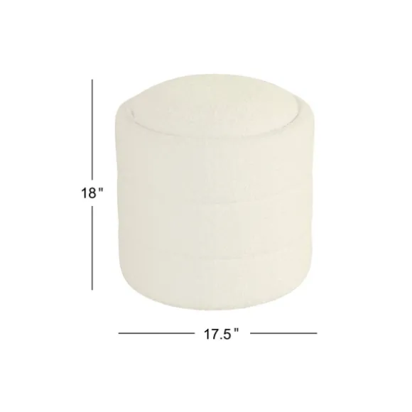 Kirkland's Home Benches & Ottomans-Round Cream Boucle Storage Ottoman