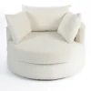 Kirkland's Home Accent Chairs-Round Cream Boucle Swivel Accent Chair