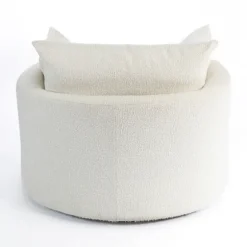 Kirkland's Home Accent Chairs-Round Cream Boucle Swivel Accent Chair