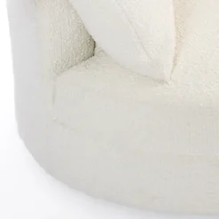 Kirkland's Home Accent Chairs-Round Cream Boucle Swivel Accent Chair