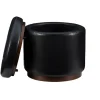 Kirkland's Home Benches & Ottomans-Round Faux Leather Storage Ottoman