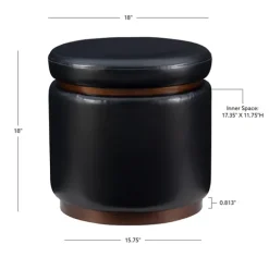 Kirkland's Home Benches & Ottomans-Round Faux Leather Storage Ottoman