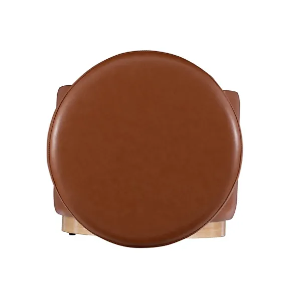 Kirkland's Home Benches & Ottomans-Round Faux Leather Storage Ottoman