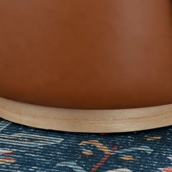 Kirkland's Home Benches & Ottomans-Round Faux Leather Storage Ottoman