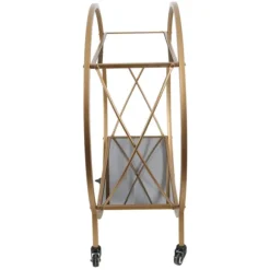 Kirkland's Home Kitchen Islands & Bar Carts-Round Gold Mirrored Shelves Bar Cart