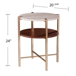 Kirkland's Home Accent & End Tables-Round Gold 2-Tier Accent Table