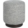 Kirkland's Home Benches & Ottomans-Round Gray & Blue Upholstered Ottoman