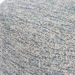 Kirkland's Home Benches & Ottomans-Round Gray & Blue Upholstered Ottoman