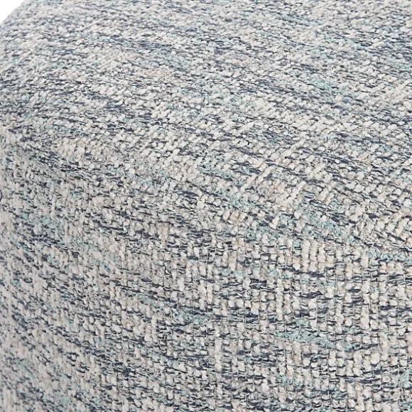 Kirkland's Home Benches & Ottomans-Round Gray & Blue Upholstered Ottoman